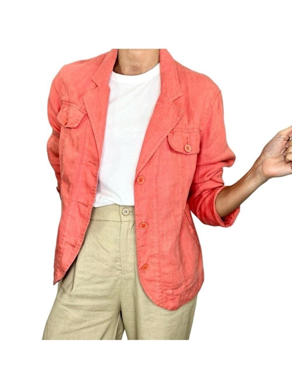 Jackpot Denmark coral watermelon pink button front lightweight jacket